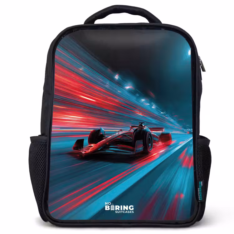Kinderrugzak - Zwart - Raceauto - Baan - Neon - Verlichting β 1