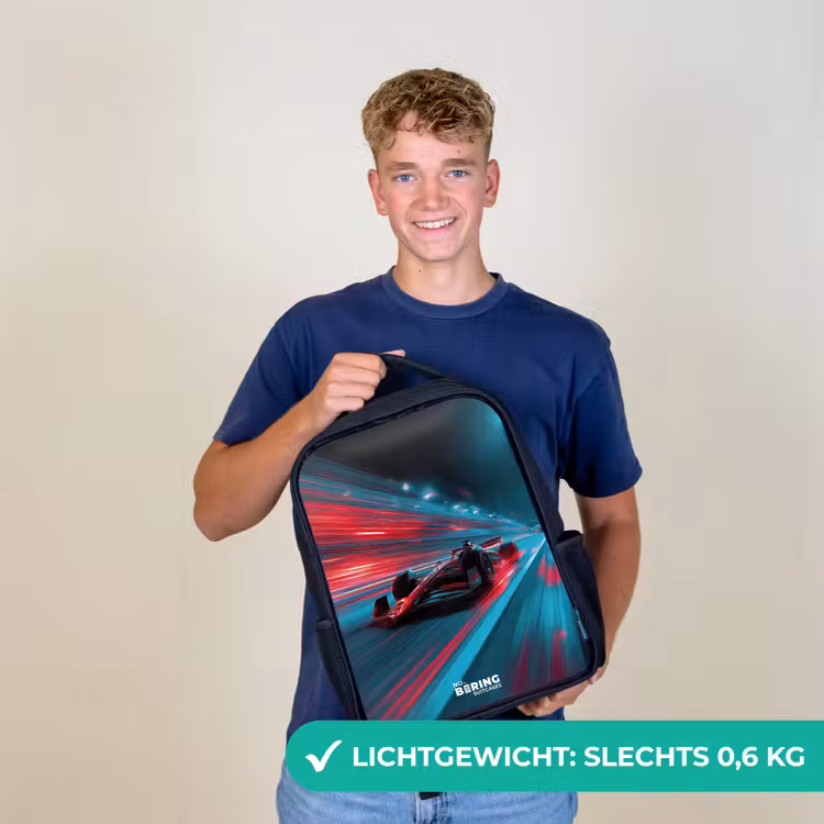 Kinderrugzak - Zwart - Raceauto - Baan - Neon - Verlichting β 2