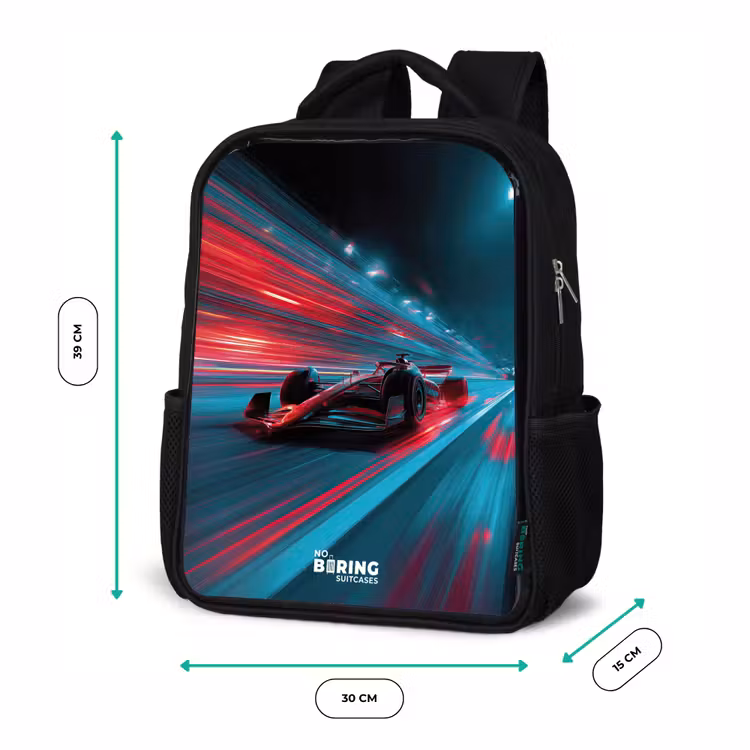 Kinderrugzak - Zwart - Raceauto - Baan - Neon - Verlichting β 5