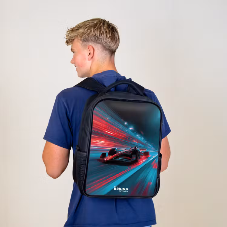 Kinderrugzak - Zwart - Raceauto - Baan - Neon - Verlichting β 6