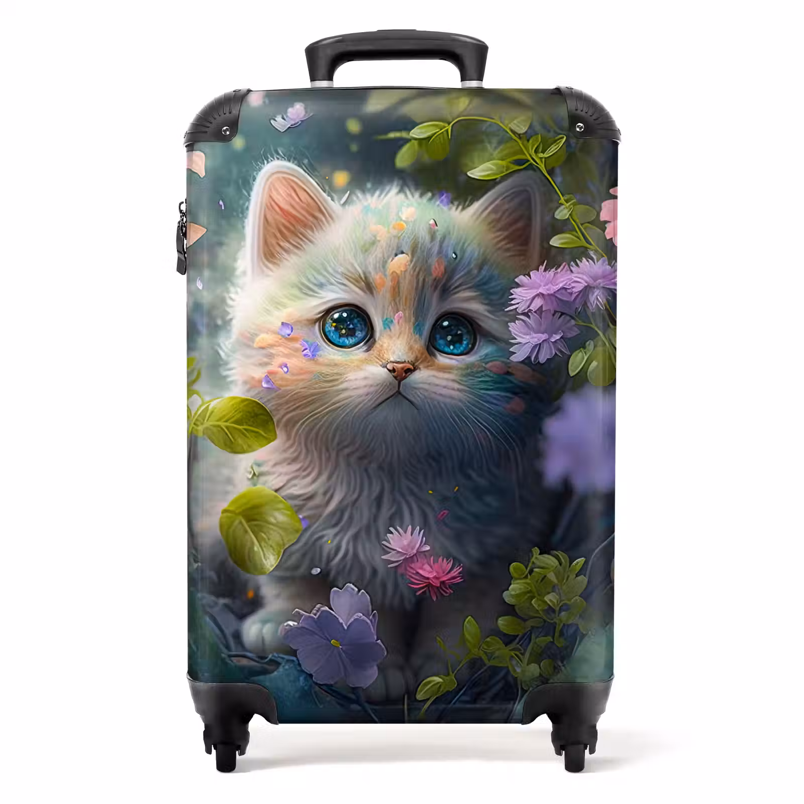 Koffer - Kitten - Bloemen - Bos - Illustratie - Poes — 1