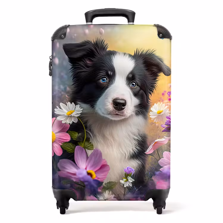 Koffer - Hond - Bloemen - Natuur - Puppy - Bordercollie — 1