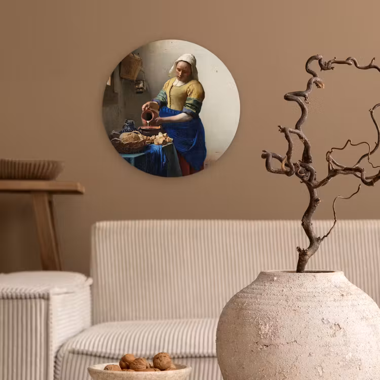 Muurcirkel - Het melkmeisje - Schilderij van Johannes Vermeer — 2