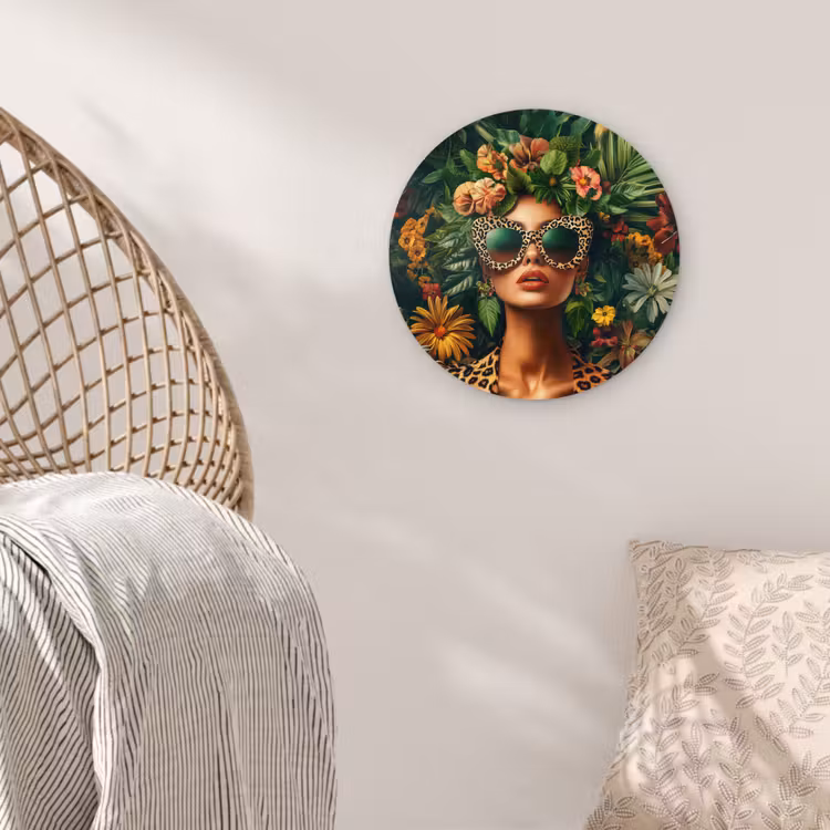 Muurcirkel - Vrouw - Panterprint - Jungle - Natuur - Luxe — 5