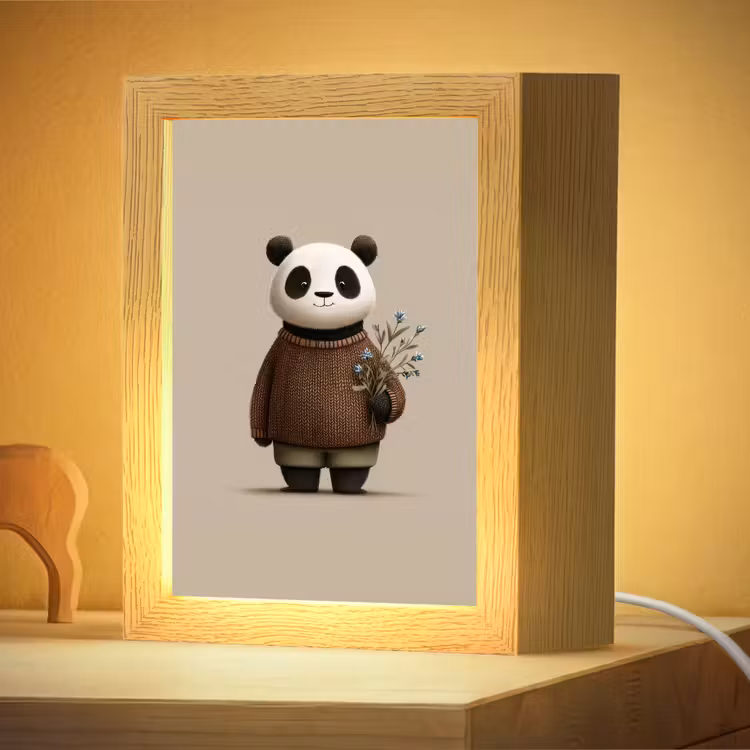 Nachtlampje - Panda - Blauwe bloemen - Zachtheid — 4