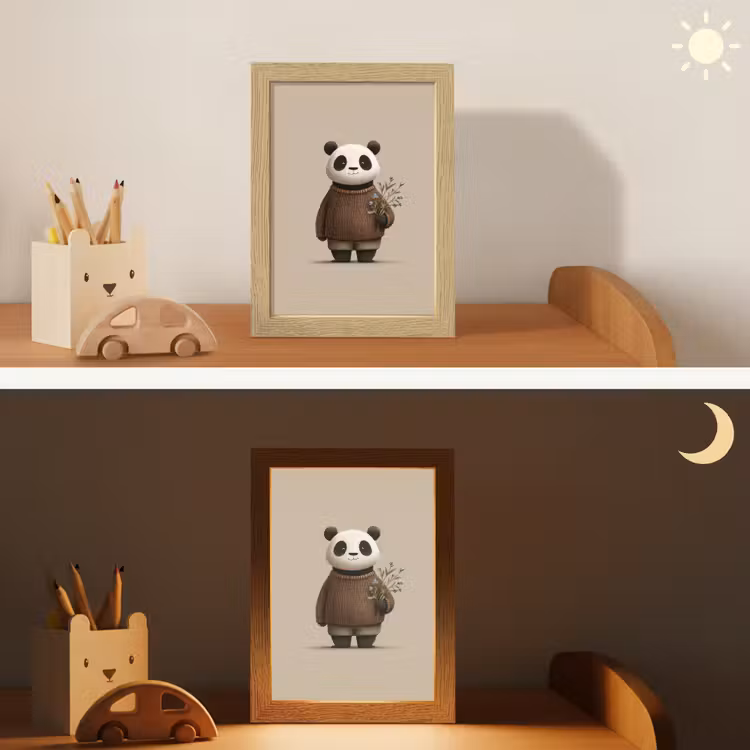 Nachtlampje - Panda - Blauwe bloemen - Zachtheid — 7