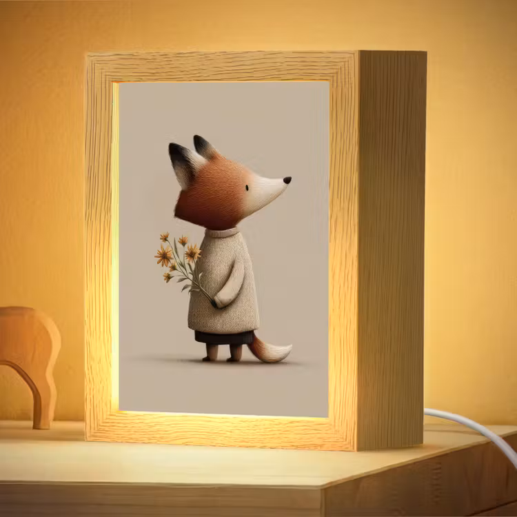 Nachtlampje - Vos - Gele bloemen - Minimalistisch — 4