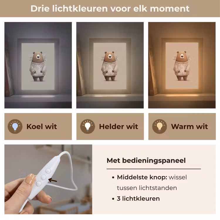 Nachtlampje - Beer - Witte bloemen - Knus — 5