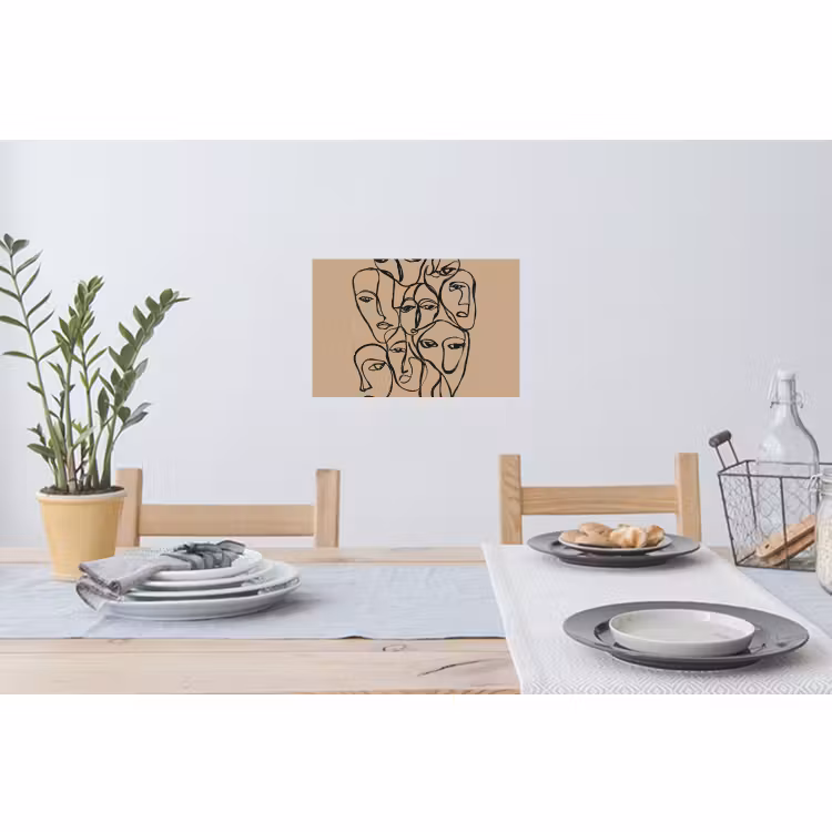 Muursticker - Gezichtenzee - Lijntekening - Abstract — 3
