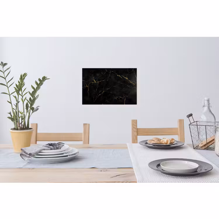Muursticker - Zwart marmer - Gouden aders - Klassiek — 3