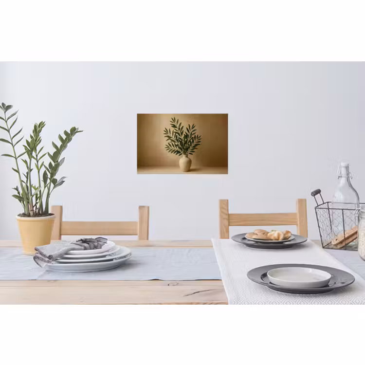 Muursticker - Vaas - Olijftakken - Bladeren - Beige — 3