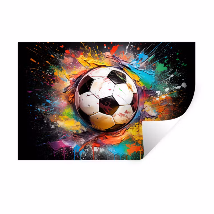 Muursticker - Voetbal - Verf - Kleuren - Zwart - Wit — 1