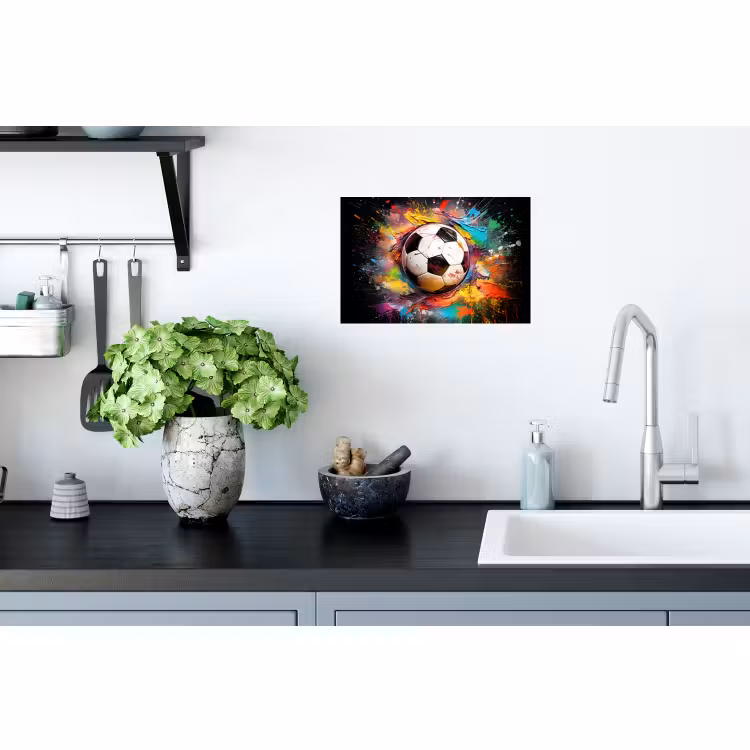 Muursticker - Voetbal - Verf - Kleuren - Zwart - Wit — 2