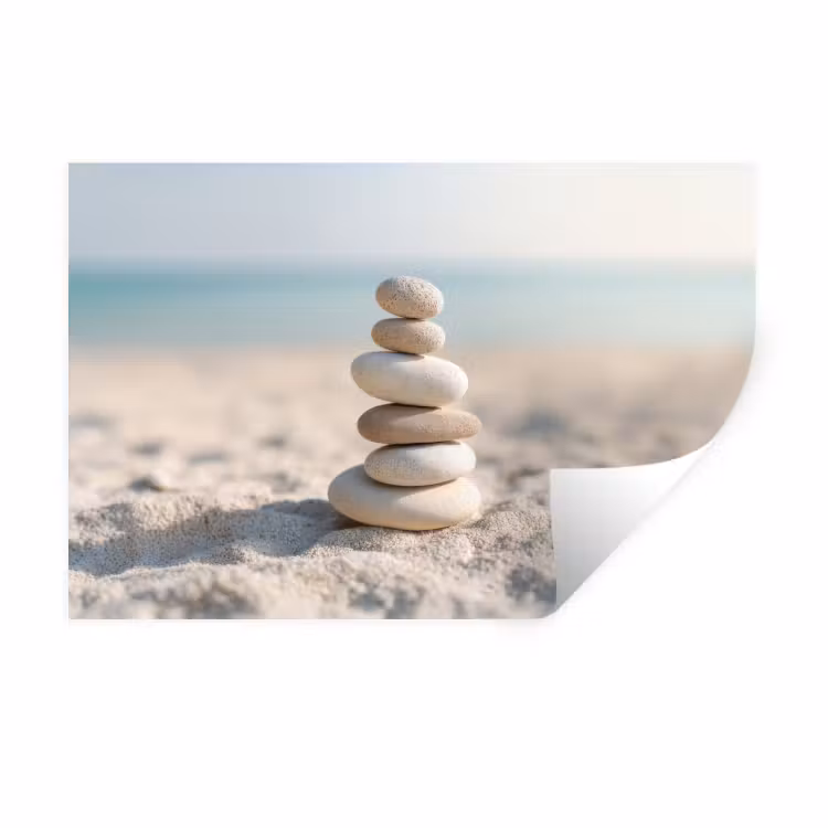 Muursticker - Stenen - Stapel - Zand - Zee — 1