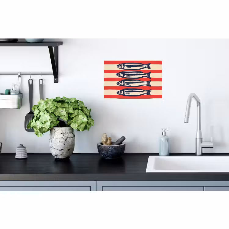 Muursticker - Sardines - Rood en beige strepen — 2