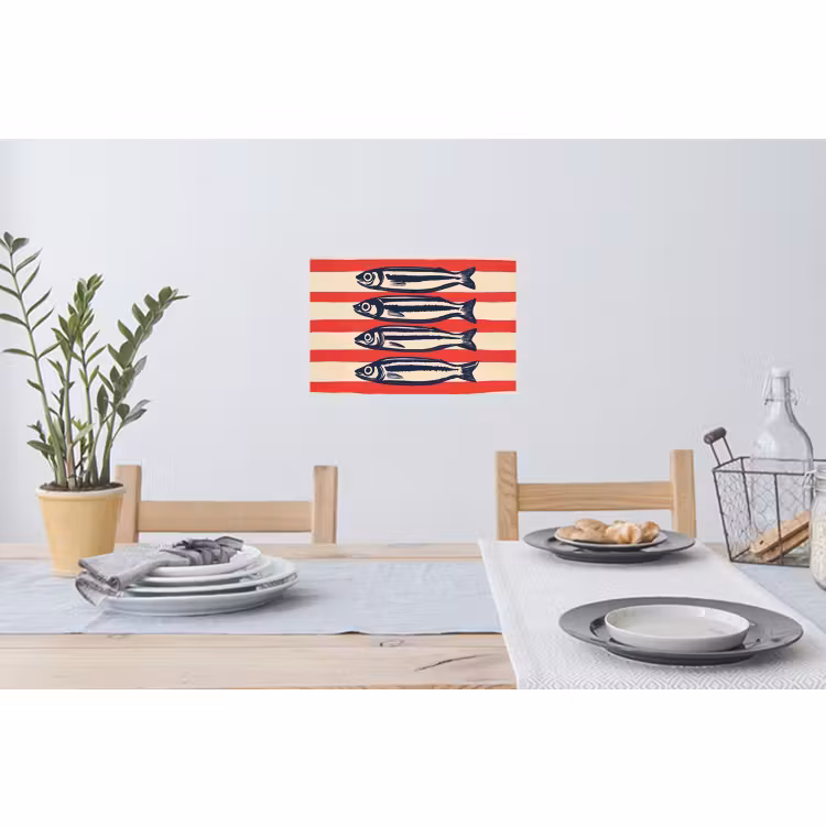 Muursticker - Sardines - Rood en beige strepen — 3