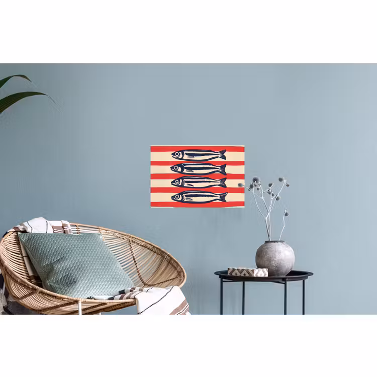Muursticker - Sardines - Rood en beige strepen — 4