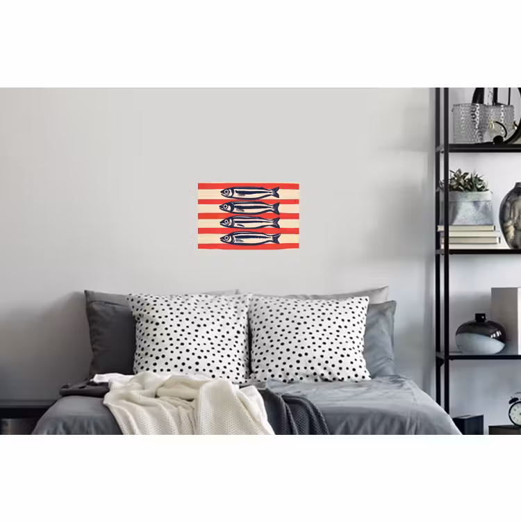 Muursticker - Sardines - Rood en beige strepen — 5