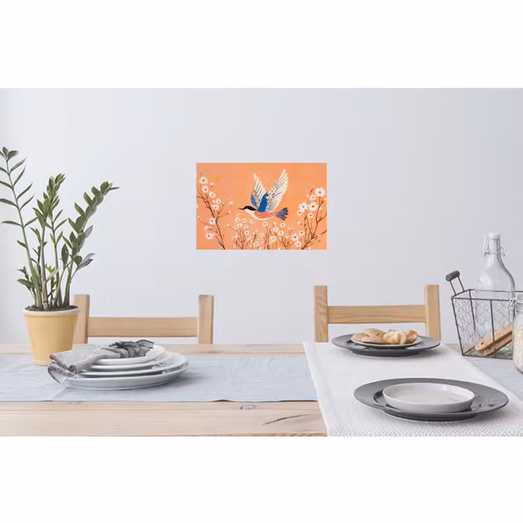 Muursticker - Vogel - Bloesemtakken - Warm - Kleurrijk — 3