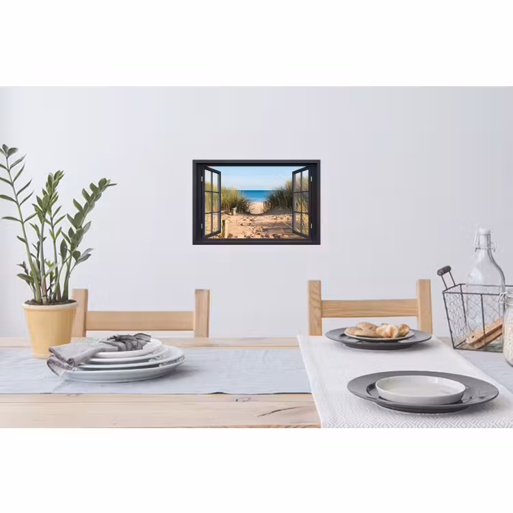 Muursticker - Doorkijk - Strand - Zee - Zand - Water - Helmgras - Duinen — 3