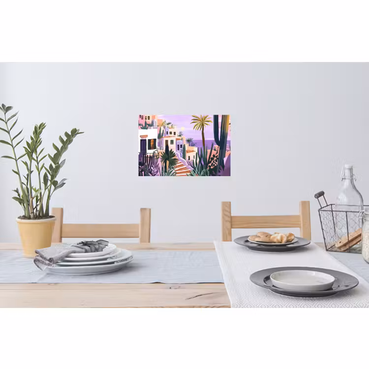 Muursticker - Huizen - Minimalistisch - Palmbomen - Kust — 3