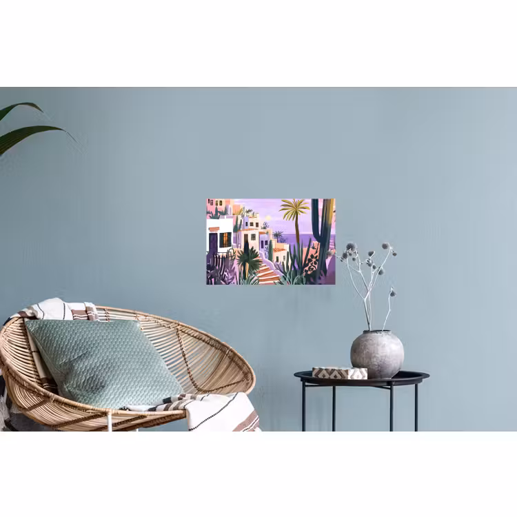 Muursticker - Huizen - Minimalistisch - Palmbomen - Kust — 4