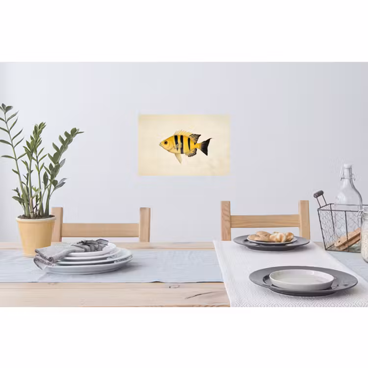 Muursticker - Geel - Vis - Strepen - Tropisch — 3