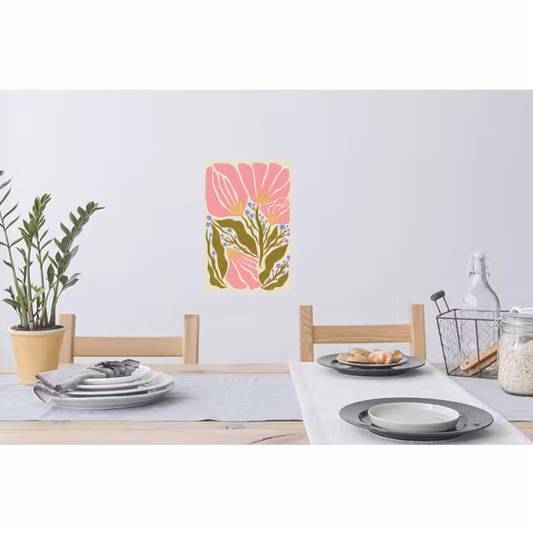 Muursticker - Bloemen - Bladeren - Abstract - Roze — 3