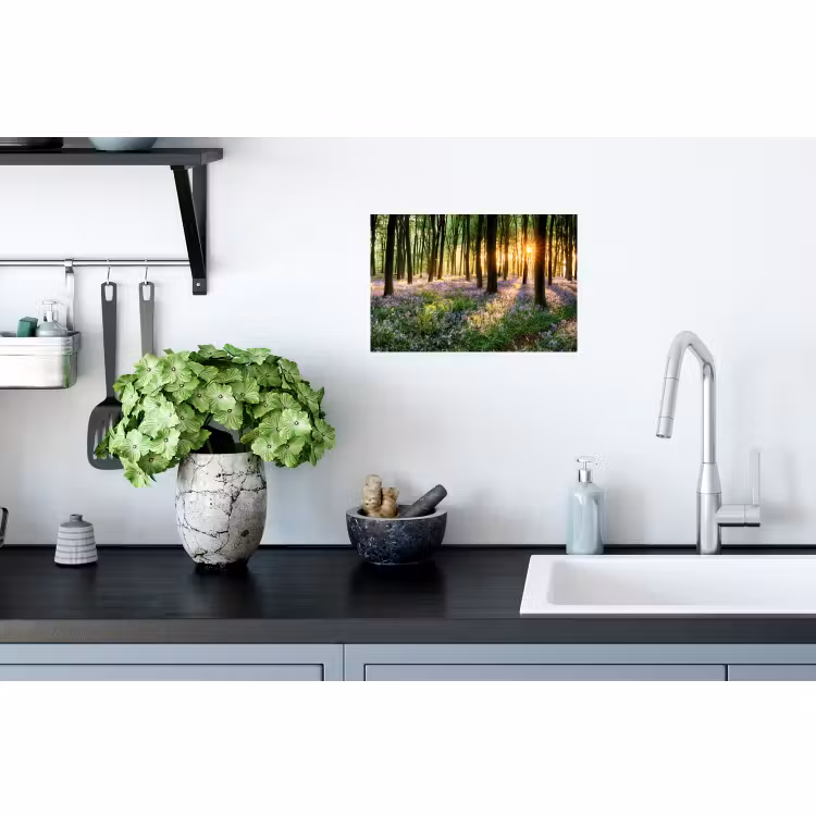 Muursticker - Bos - Bloemen - Lavendel - Zon - Paars - Natuur — 2