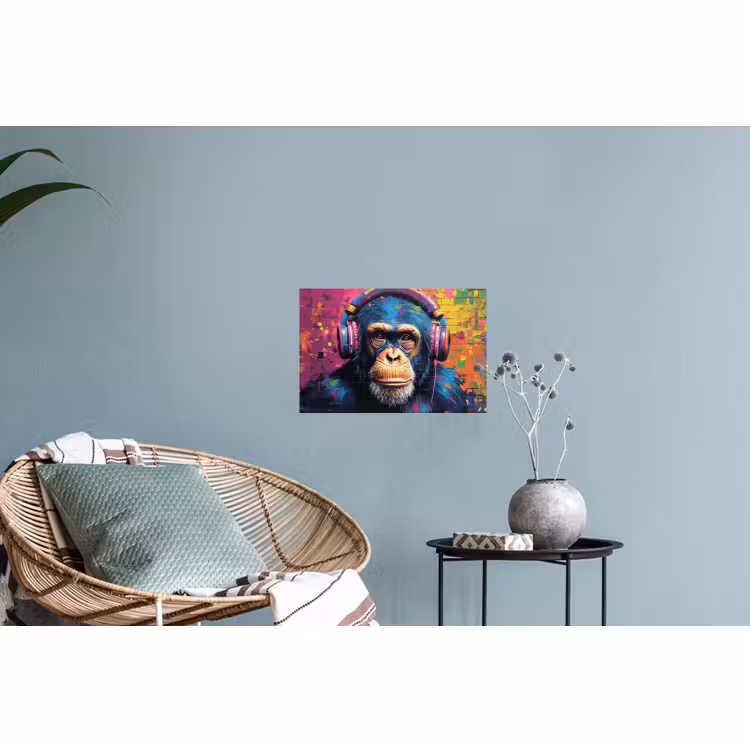 Muursticker - Graffiti - Chimpanzee - Street art - Koptelefoon - Aap — 4