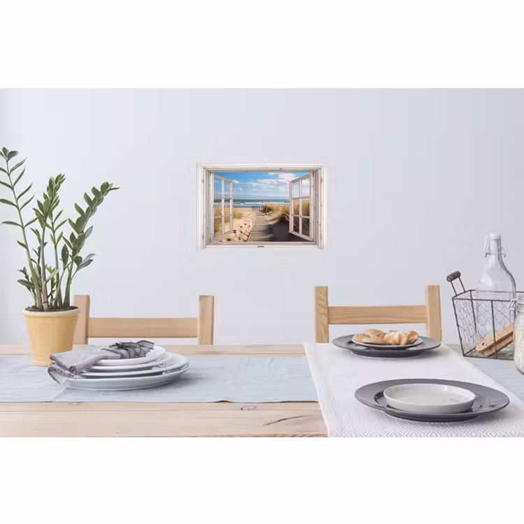 Muursticker - Raam - Zee - Kust - Natuur - Doorkijk - Strand - Waddenzee — 3