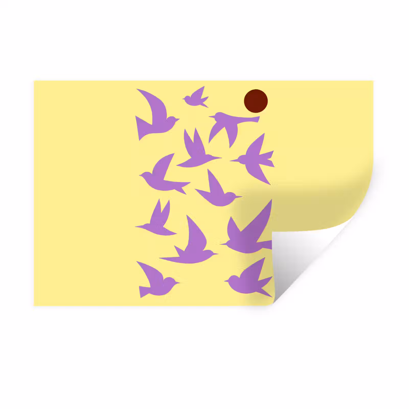 Muursticker - Vogels - Cirkel - Geel - Beweging — 1