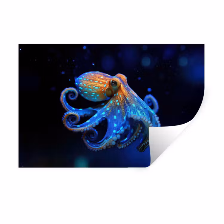Muursticker - Octopus - Stippen - Blauw - Zee — 1