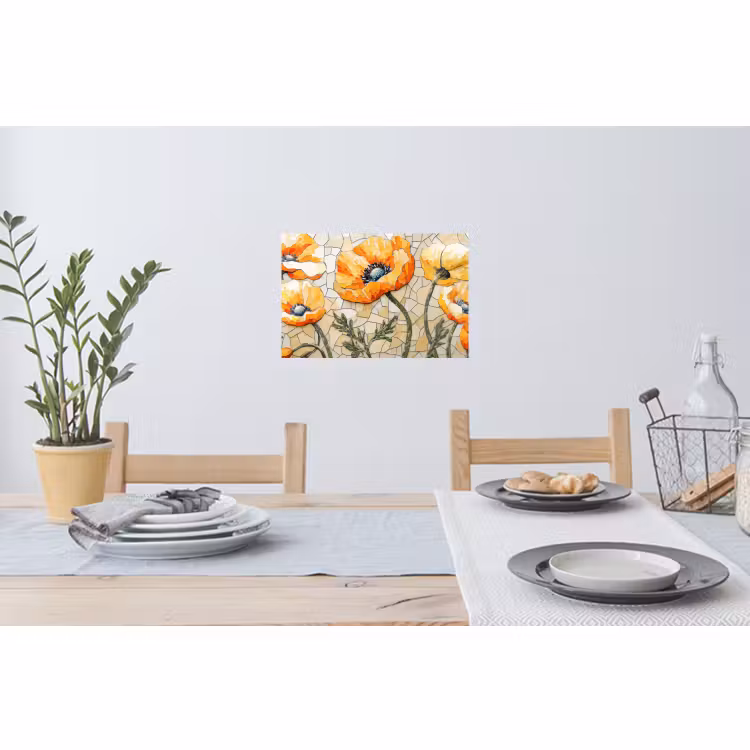 Muursticker - Klaprozen - Oranje - Mozaïek - Bladeren — 3