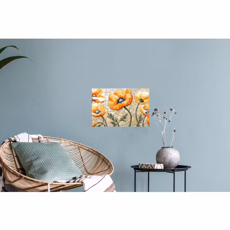 Muursticker - Klaprozen - Oranje - Mozaïek - Bladeren — 4