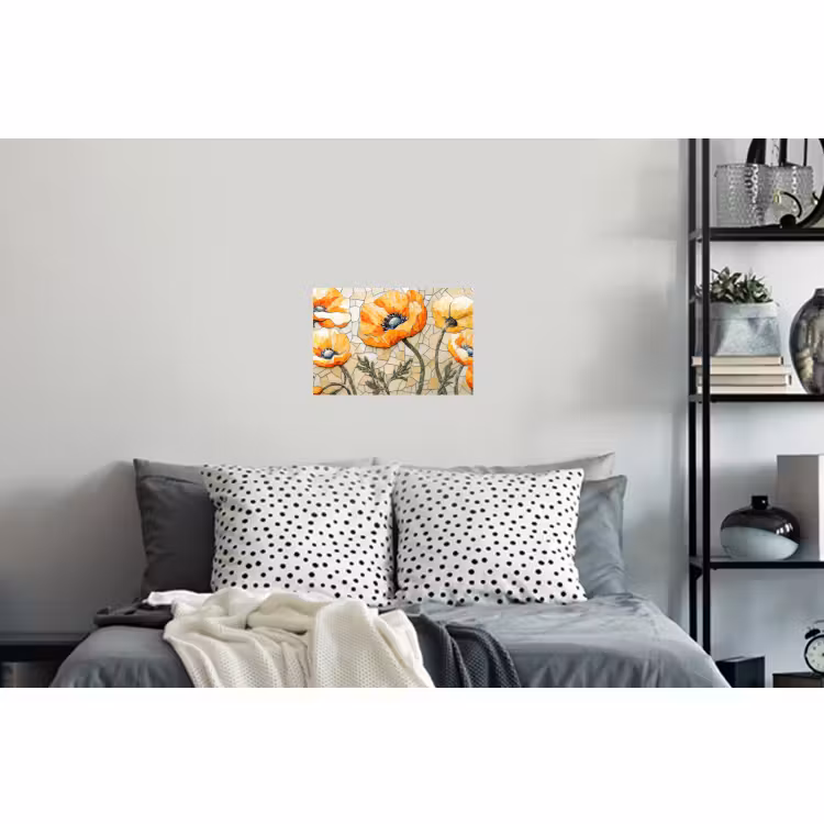 Muursticker - Klaprozen - Oranje - Mozaïek - Bladeren — 5