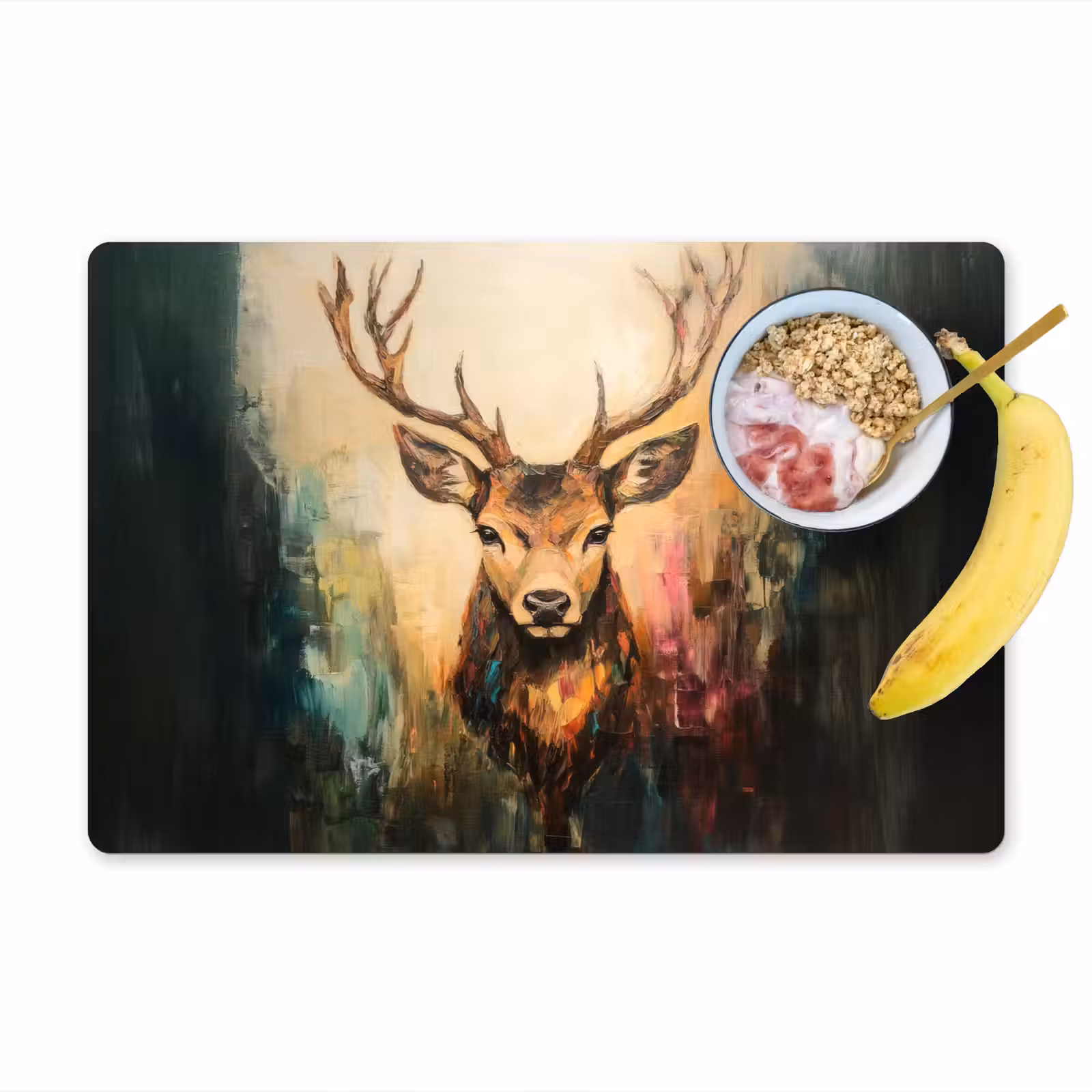Placemat - 6 stuks - Hert - Geverfd - Gewei - Bruin — 1
