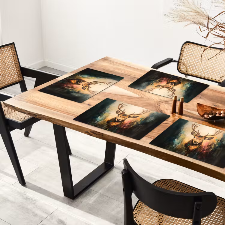 Placemat - 6 stuks - Hert - Geverfd - Gewei - Bruin — 3