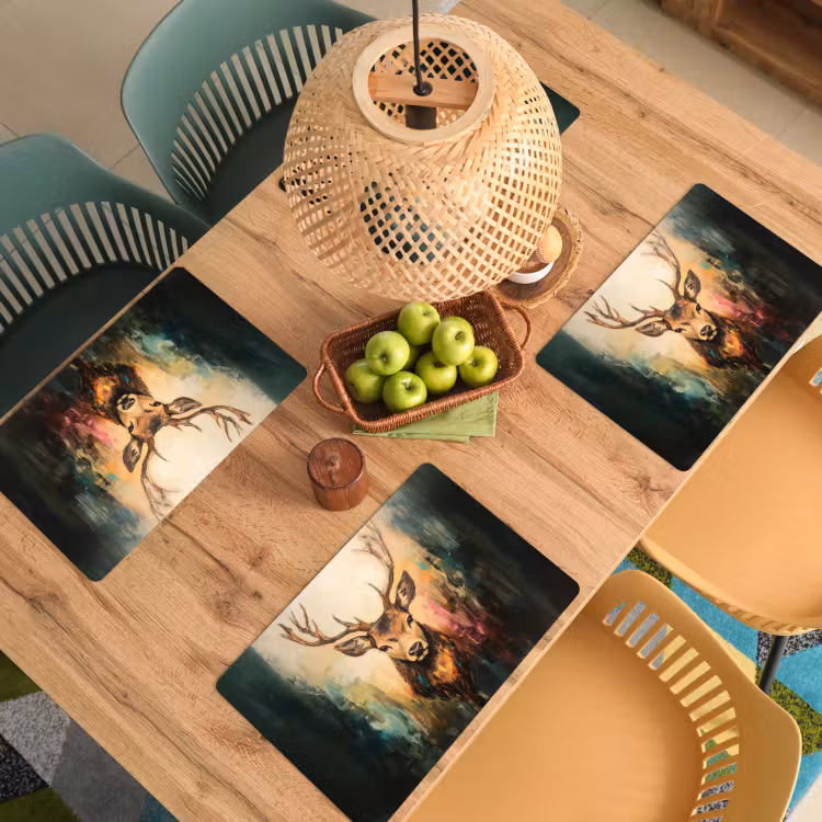Placemat - 6 stuks - Hert - Geverfd - Gewei - Bruin — 4
