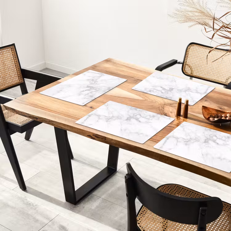 Placemat - 6 stuks - Marmer - Grijs - Wit - Marmerstructuur — 3