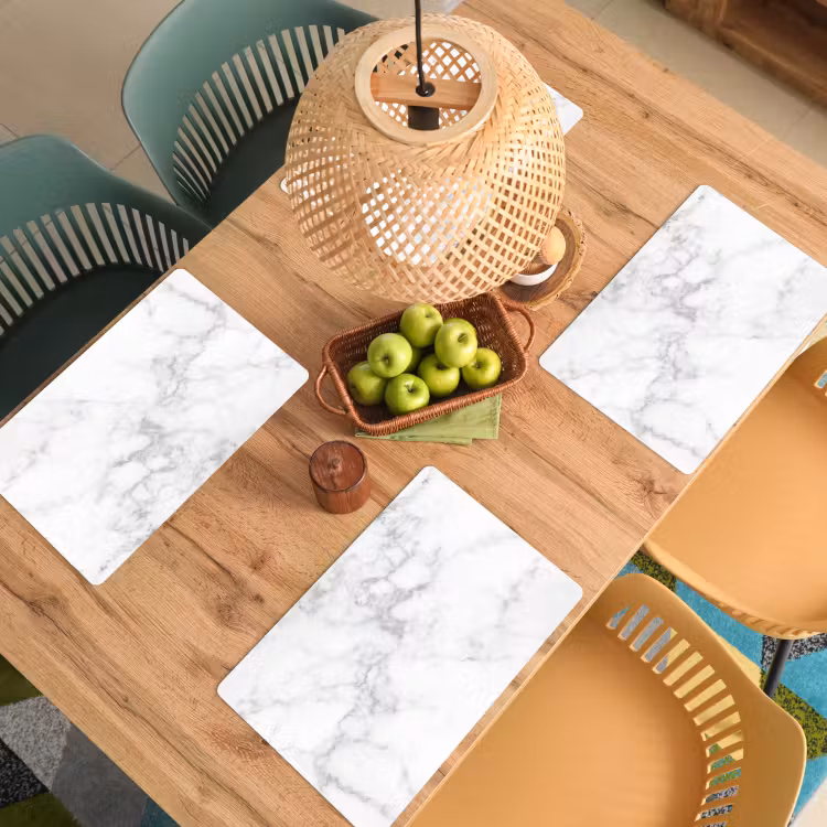 Placemat - 6 stuks - Marmer - Grijs - Wit - Marmerstructuur — 4