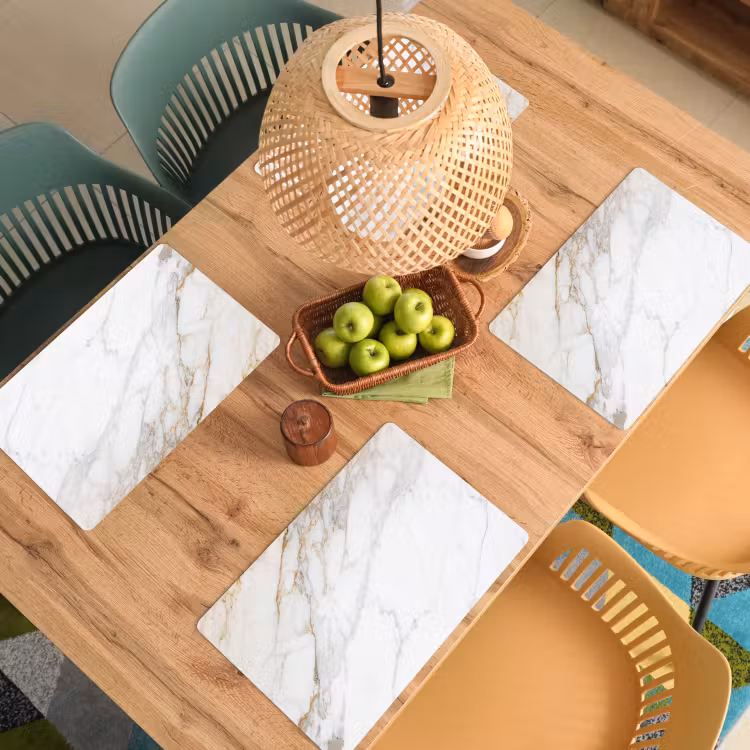 Placemat - 6 stuks - Marmer - Steen - Wit - Goud - Marmerlook - Steen - Luxe — 4