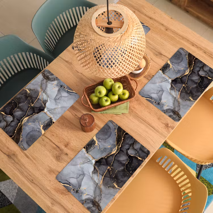 Placemat - 6 stuks - Marmer - Abstract - Goud - Grijs — 4
