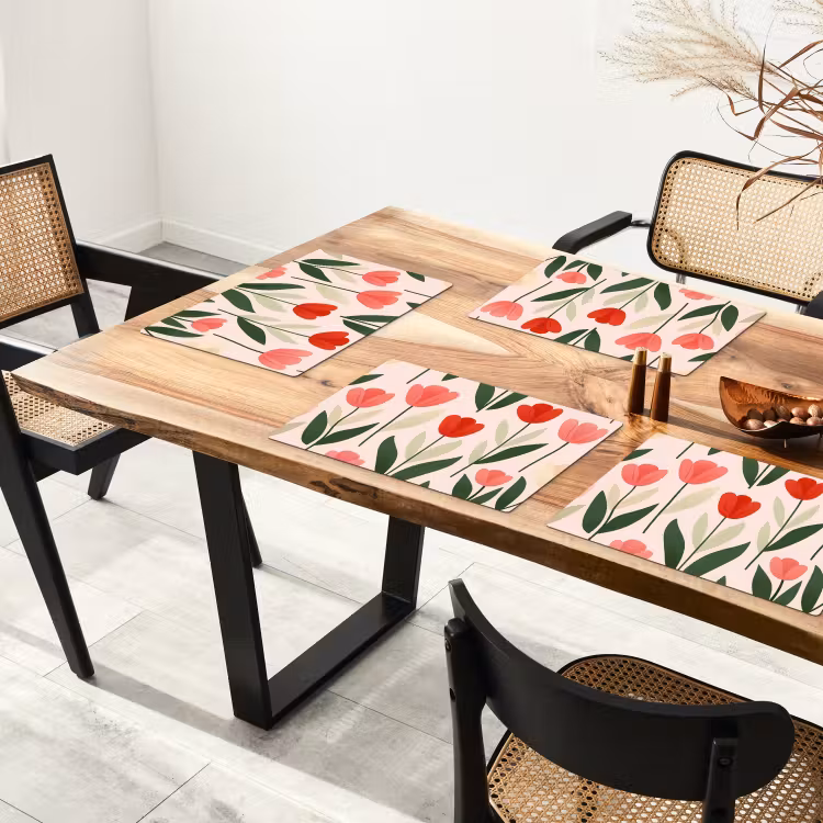 Placemat - 6 stuks - Tulpen - Modern - Roze — 3