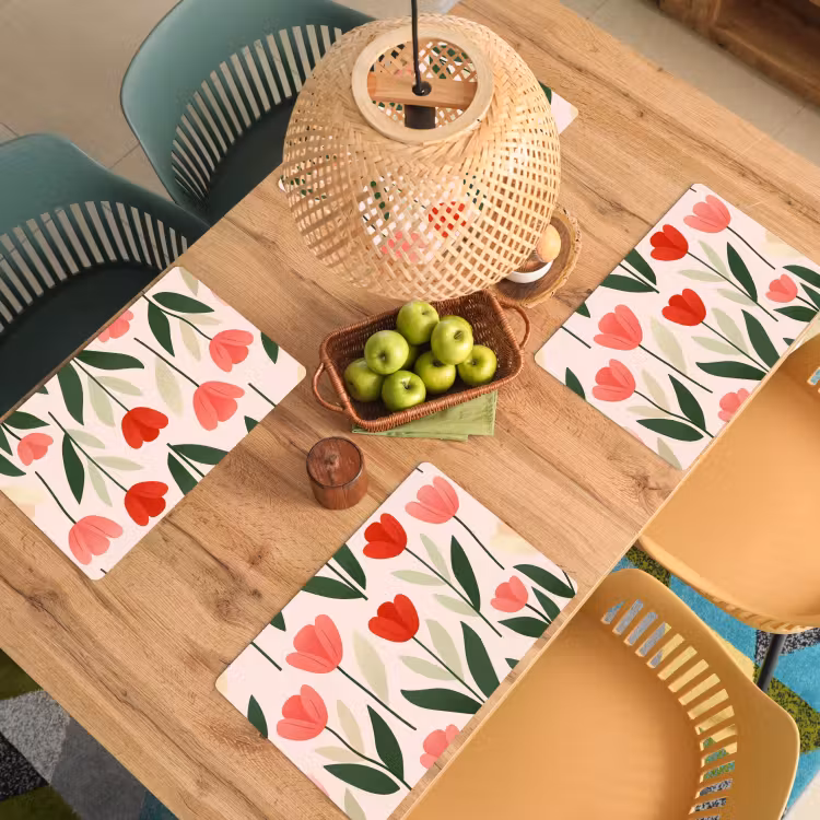 Placemat - 6 stuks - Tulpen - Modern - Roze — 4