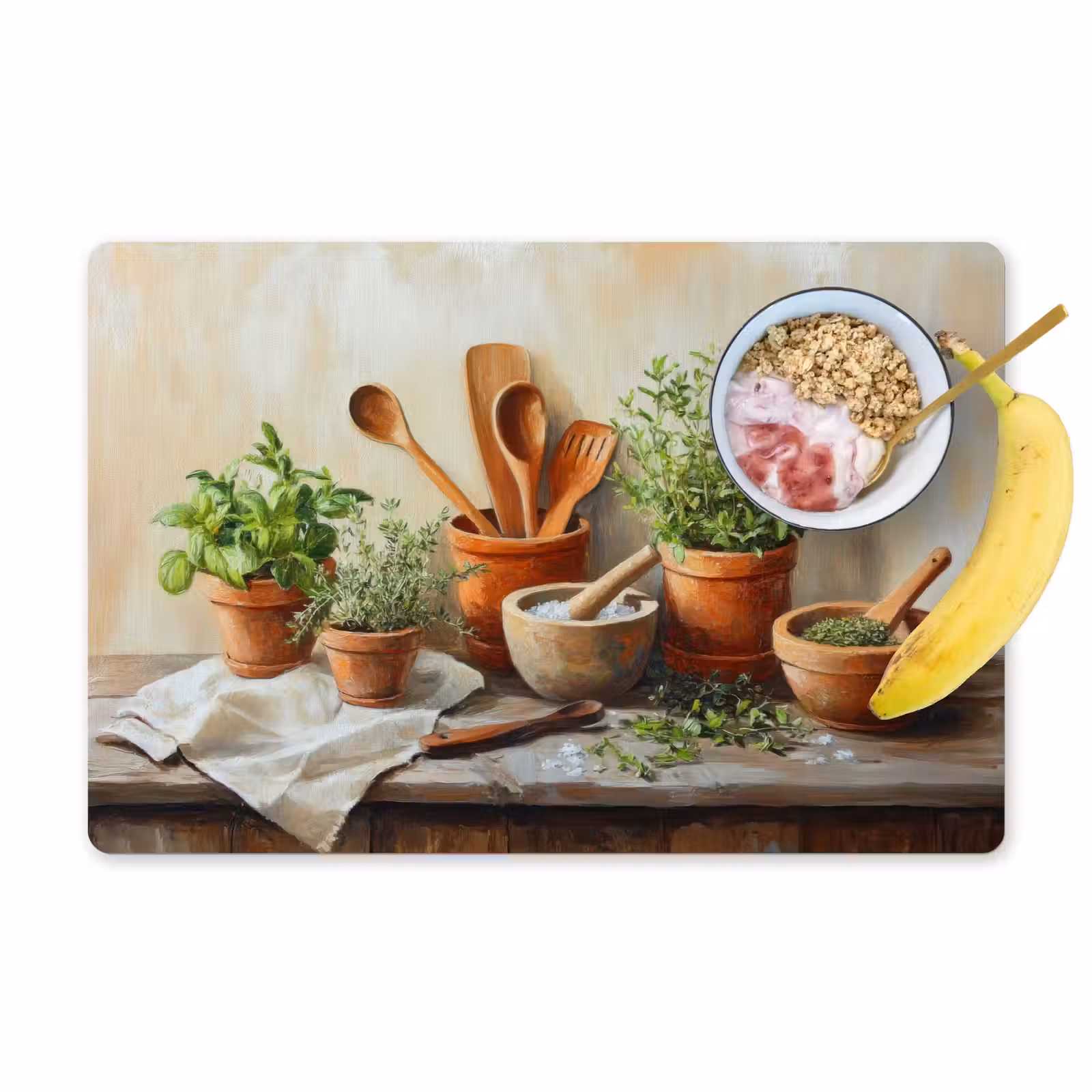 Placemat - 6 stuks - Potten - Kruiden - Hout — 1