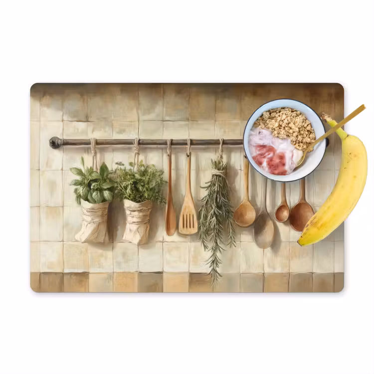 Placemat - 6 stuks - Hout - Keukengerei - Stilleven - Tegels — 1