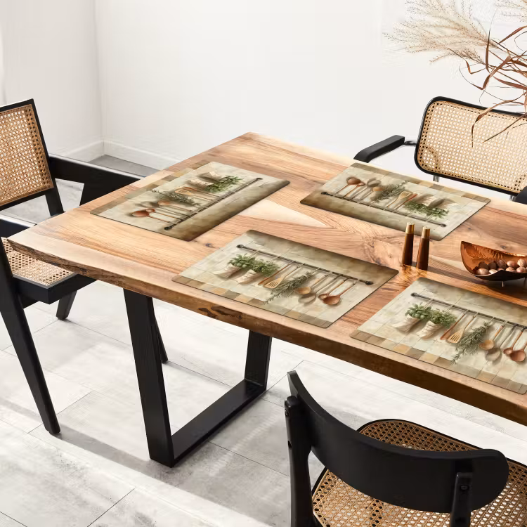 Placemat - 6 stuks - Hout - Keukengerei - Stilleven - Tegels — 3