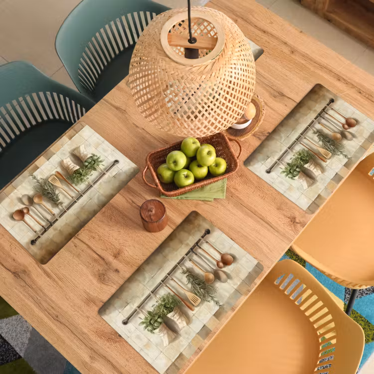 Placemat - 6 stuks - Hout - Keukengerei - Stilleven - Tegels — 4