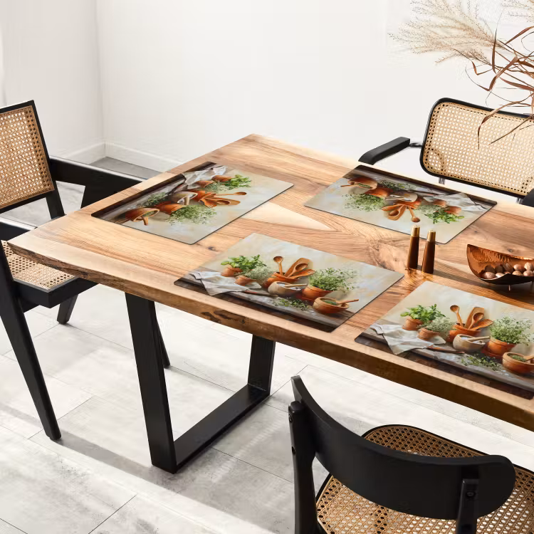 Placemat - 6 stuks - Potten - Kruiden - Hout — 3